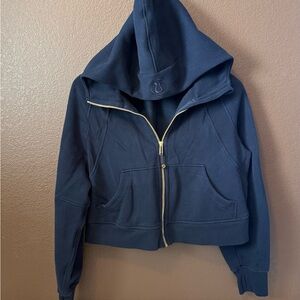 lululemon Women's Navy Zip-Up Hoodie Jacket with Gold Zipper (XS/S) — Navy